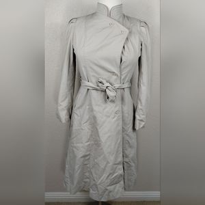 Trench Coat Button Up With Pleated Shoulders & Belt